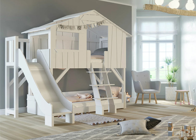Mathy By Bols Treehouse Bunk Bed with Slide & Platform
