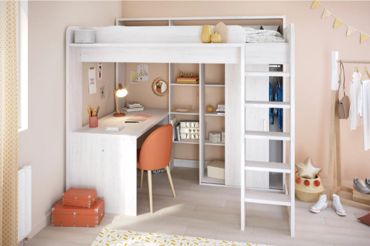 Higher High Sleeper Loft Bed | Storage, Desk, Wardrobe & Shelves