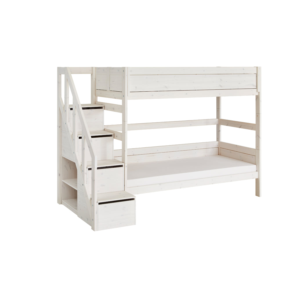 Bunk Bed with Steps, single, whitewash