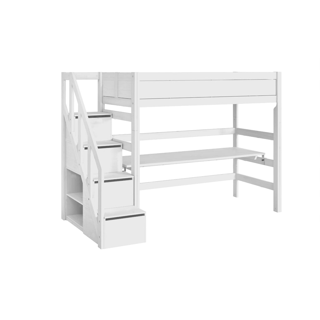Highsleeper with Steps, white, optional desk