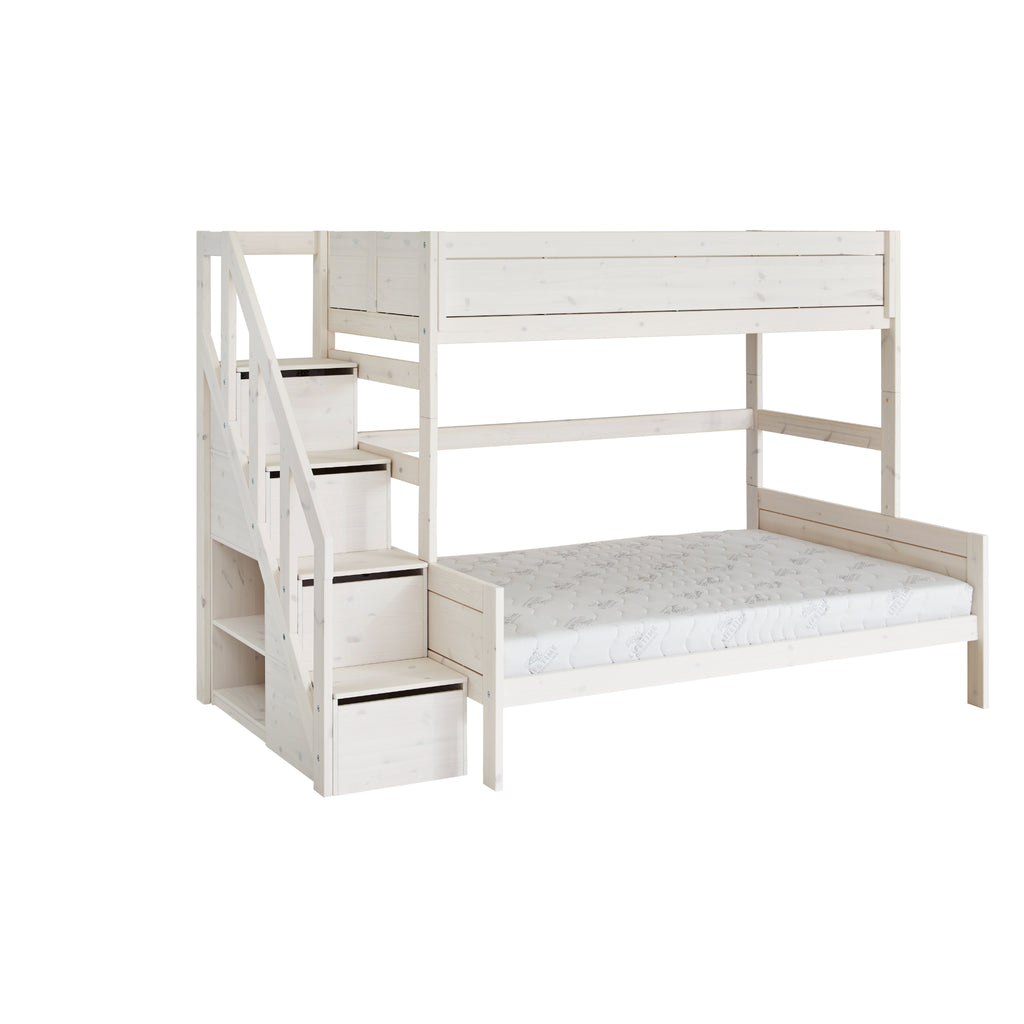 Bunk Bed with Steps, double, whitewash