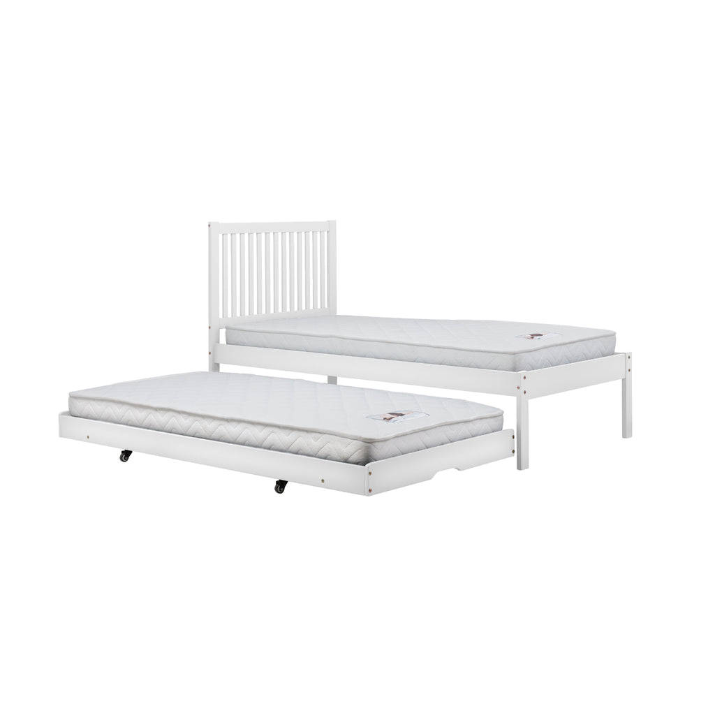 Buxton Guest Bed with Trundle in white, on white background