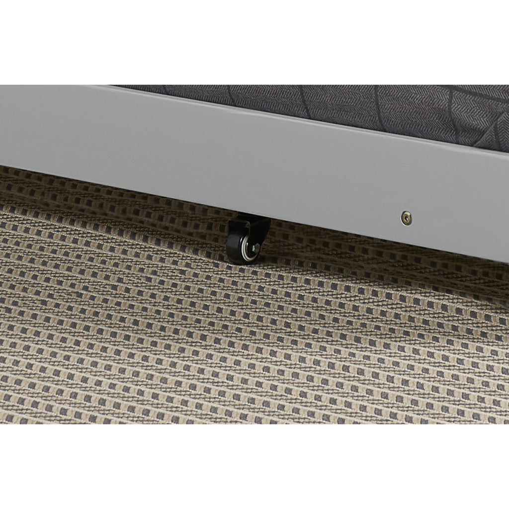 Buxton Guest Bed with Trundle in white, castors detail