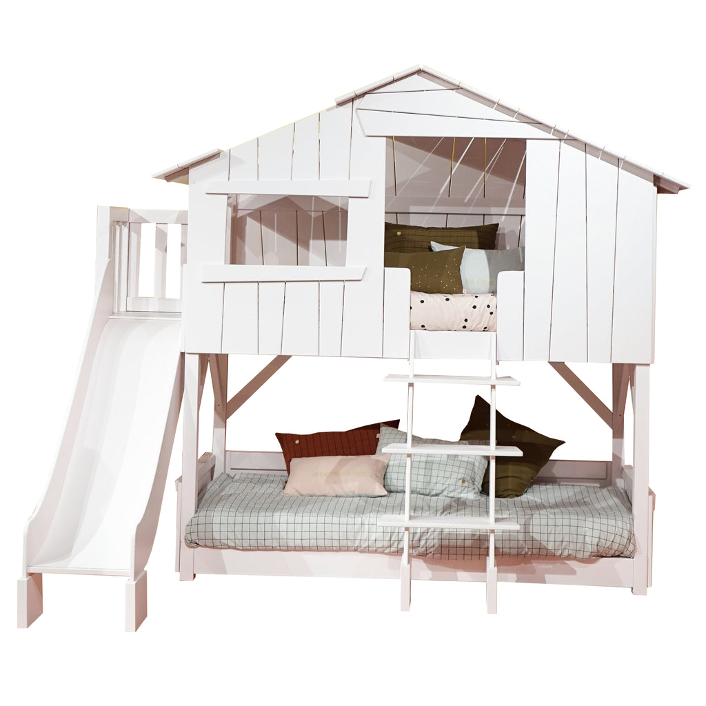 Mathy By Bols Treehouse Bunk Bed with Slide & Platform, frontal view