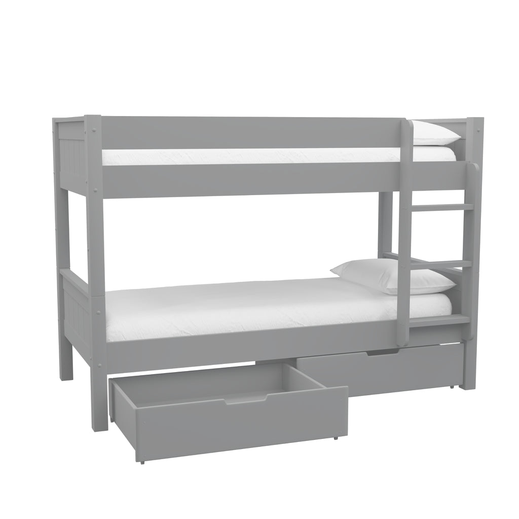 Stompa Classic Separating Bunk Bed with A Pair Of Underbed Drawers grey on white