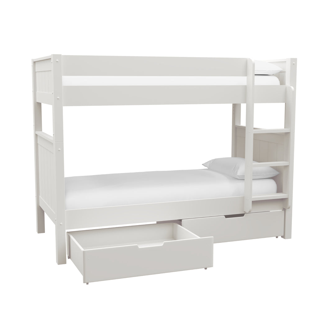 Stompa Classic Separating Bunk Bed with A Pair Of Underbed Drawers white on white