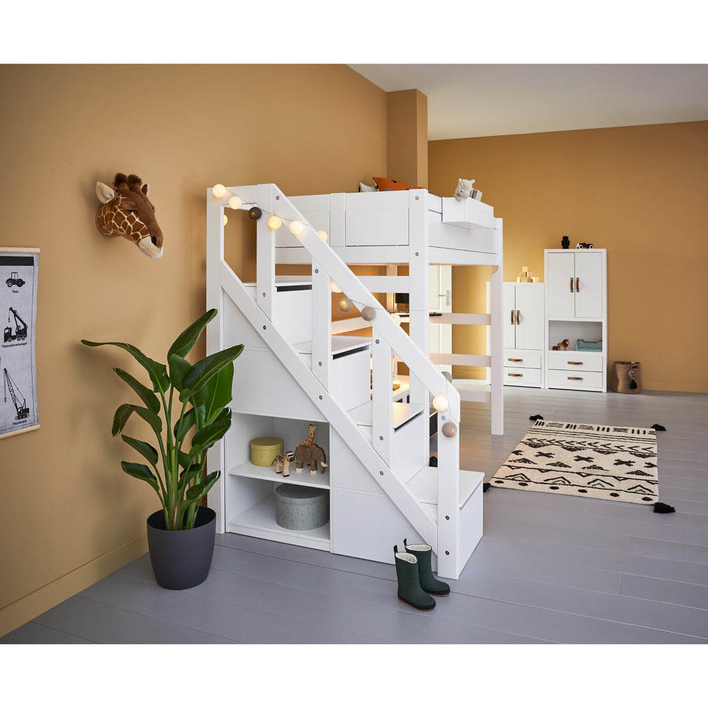 Highsleeper with Steps, white, roomset, profile