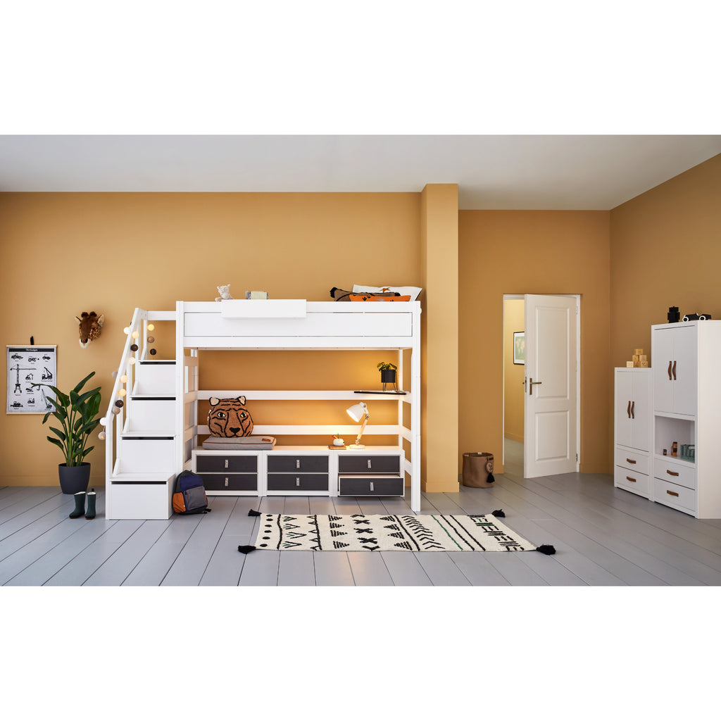 Highsleeper with Steps, white, roomset