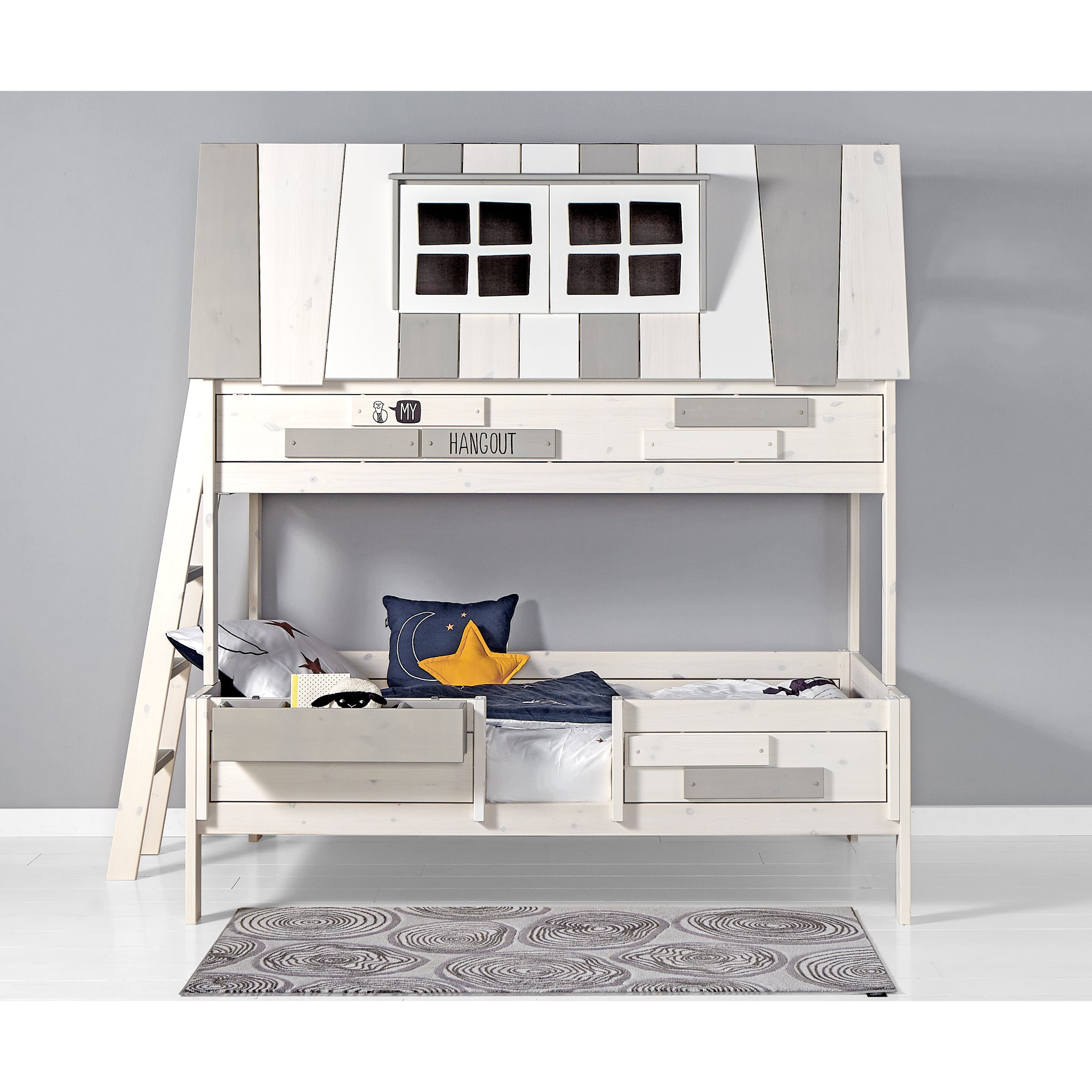 Whitewashed shop bunk beds