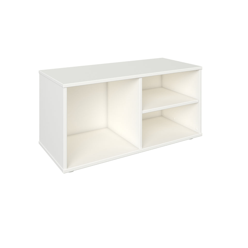 Mini Playhouse Midsleeper with storage on white background, storage unit
