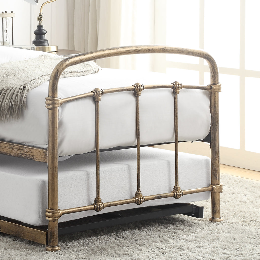 Mostyn Guest Bed with Underbed, bronze, footbaord detail