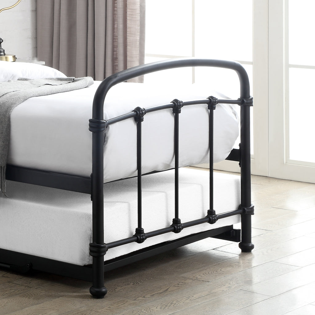 Mostyn Guest Bed with Underbed, black, footboard detail