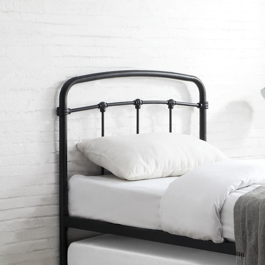 Mostyn Guest Bed with Underbed, black, headboard detail