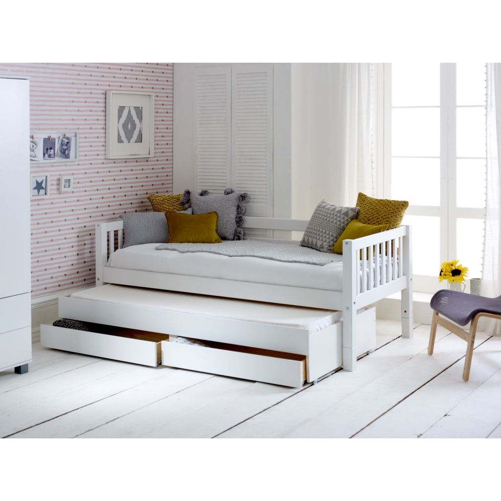 Thuka Nordic Daybed with Trundle & Drawers with slatted ends, trundle open
