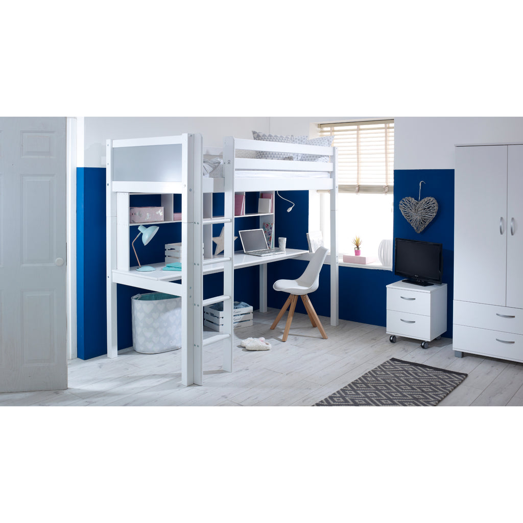 Thuka Nordic Highsleeper Bed with Integrated Desk & Shelving with grey ends
