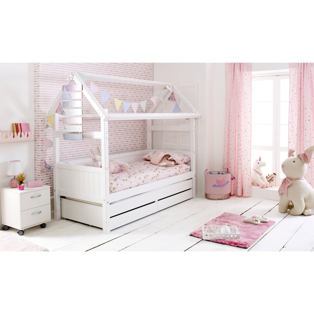 Thuka Nordic Playhouse with Trundle & Storage Drawers, grooved ends, trundle closed
