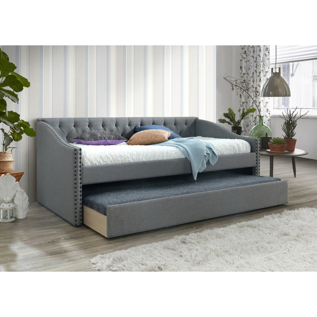 Capula Fabric Guest Bed with Trundle in furnished room