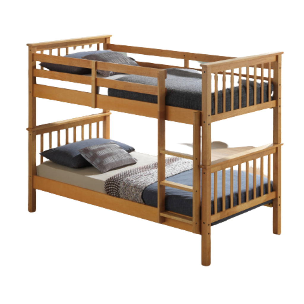 Helsing Rubberwood Stacking Bunk Bed with Underbed Drawers on white background