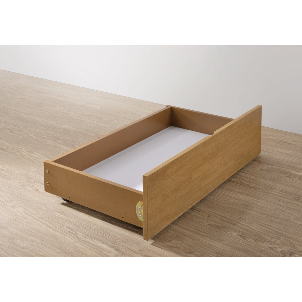Torsha Rubberwood Stacking Bunk Bed with Underbed Drawers in oak, drawer detail