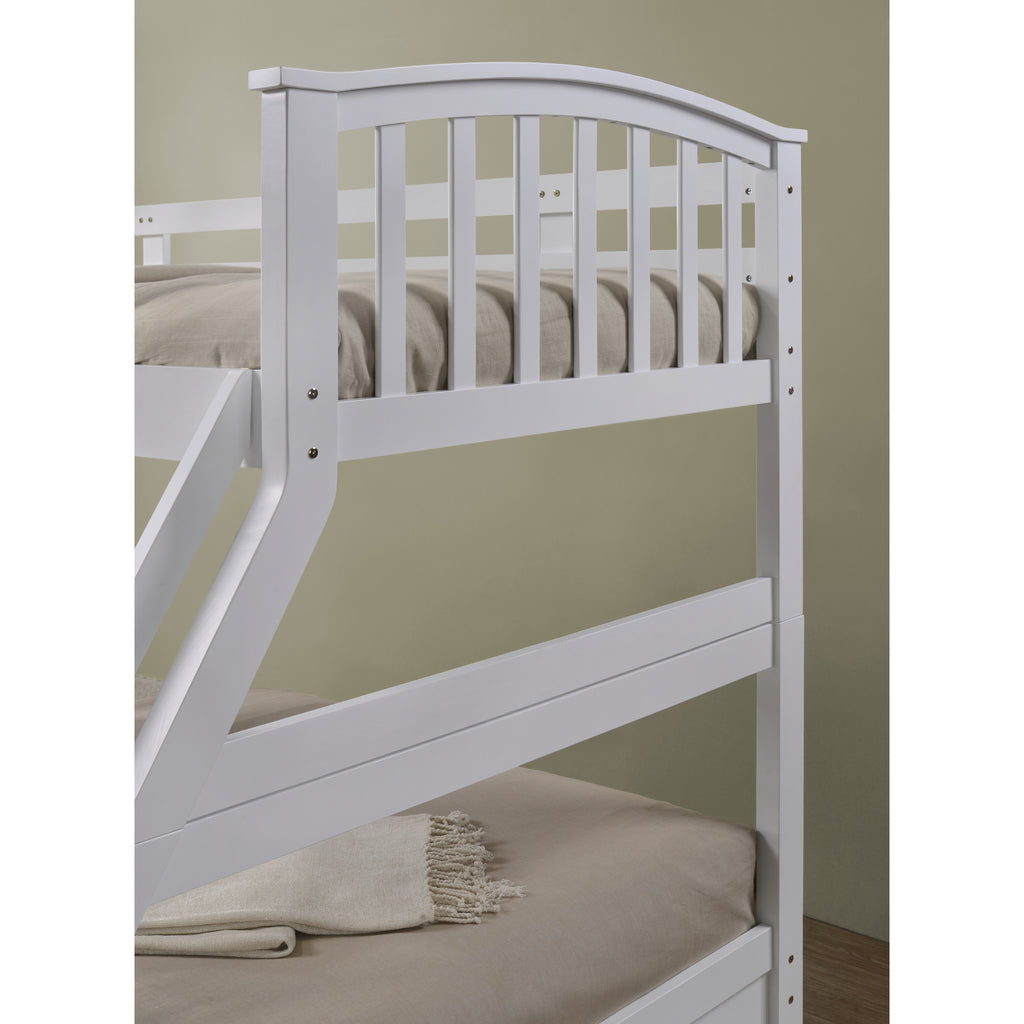 Torsha Rubberwood Stacking Triple Sleeper with Underbed Drawers in white in furnished room, headboard detail
