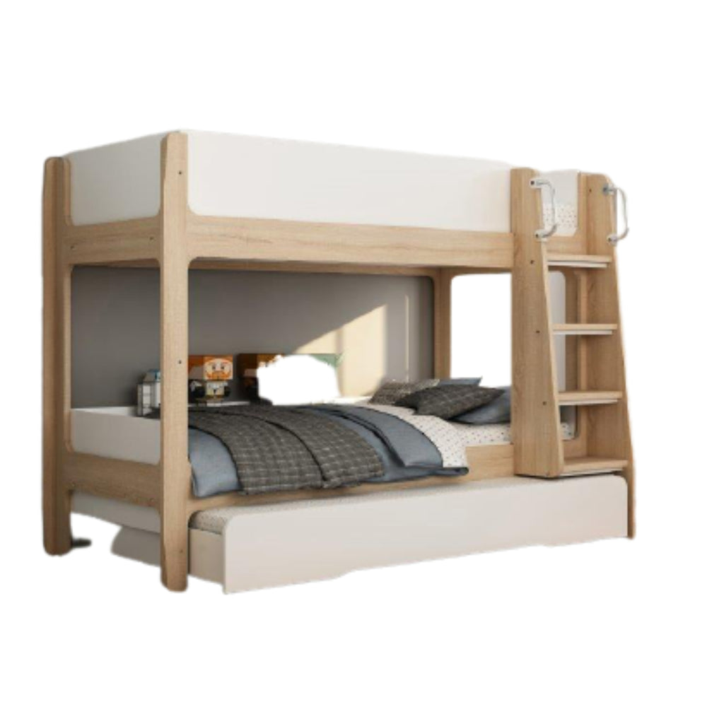 Honning Triple Bunk Bed - White & Oak on white background