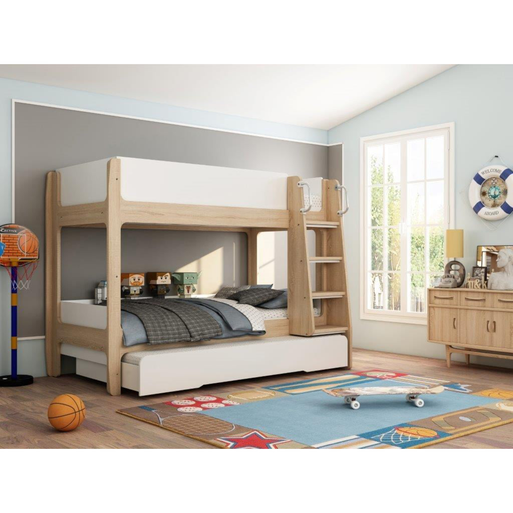 Honning Triple Bunk Bed - White & Oak