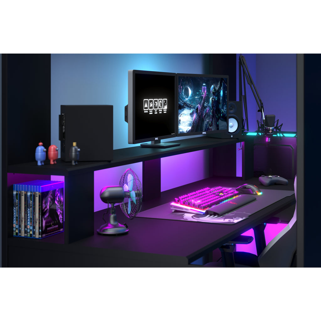 Parisot Online Gaming Highsleeper & Gaming Desk, desk top and shelf detail