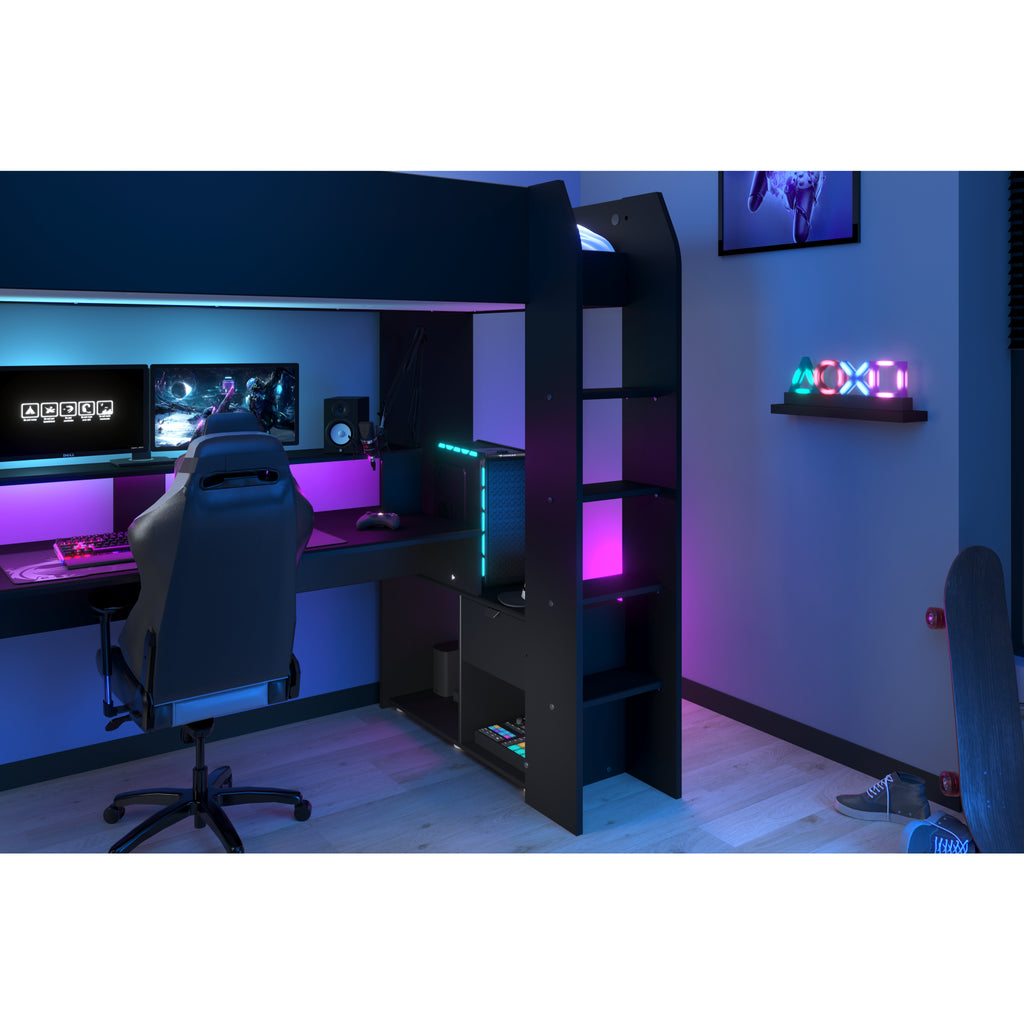 Parisot Online Gaming Highsleeper & Gaming Desk, underbed area detail