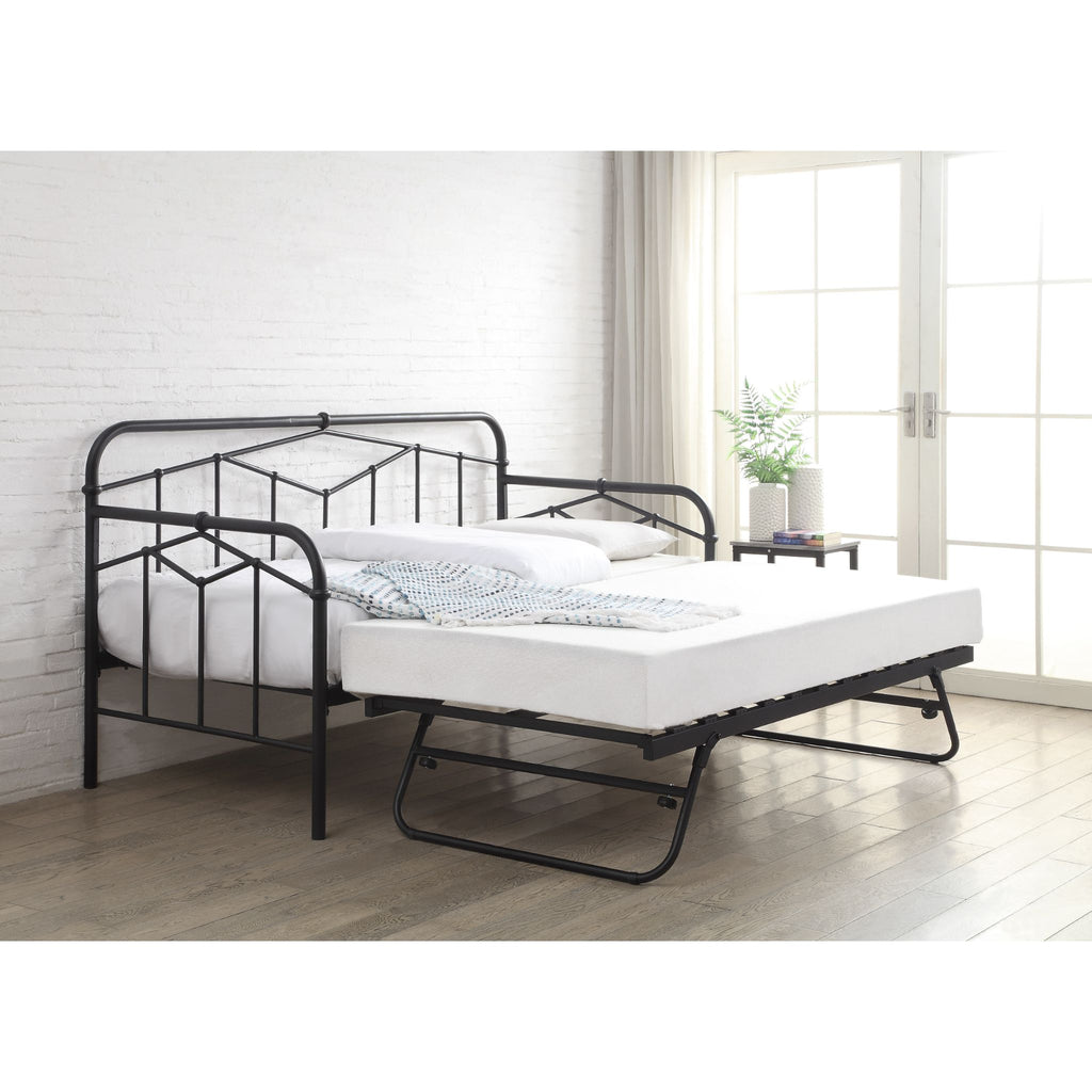 Axton Day Bed with Trundle in black in furnished room, trundle erected