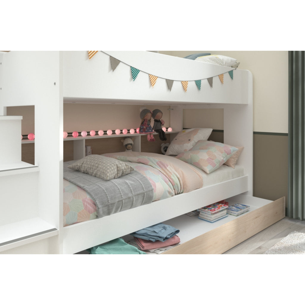 Parisot Bibliobed Bunk Bed with Trundle, lower bunk and trundle detail