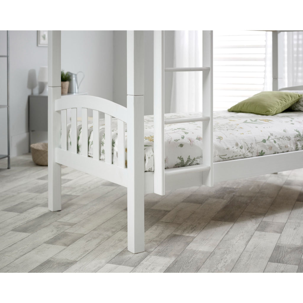 Mya Pine Bunk Bed in white, ladder detail