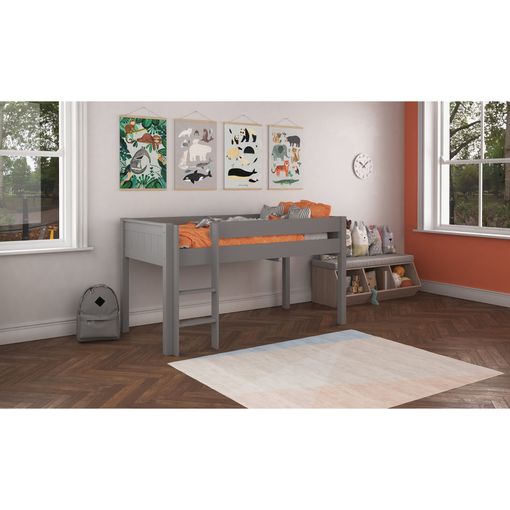 Stompa Classic Midsleeper in grey in furnished room