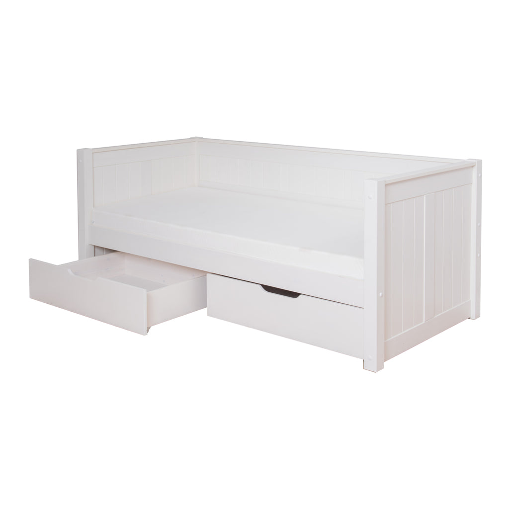 Stompa Classic Daybed with Storage drawers on white background, drawers extended