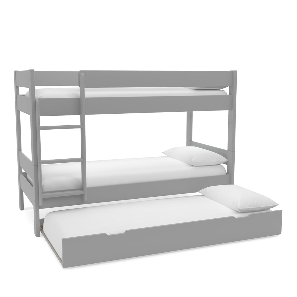 Stompa Compact Separating Bunk Bed with Pull-Out Trundle in grey on white background