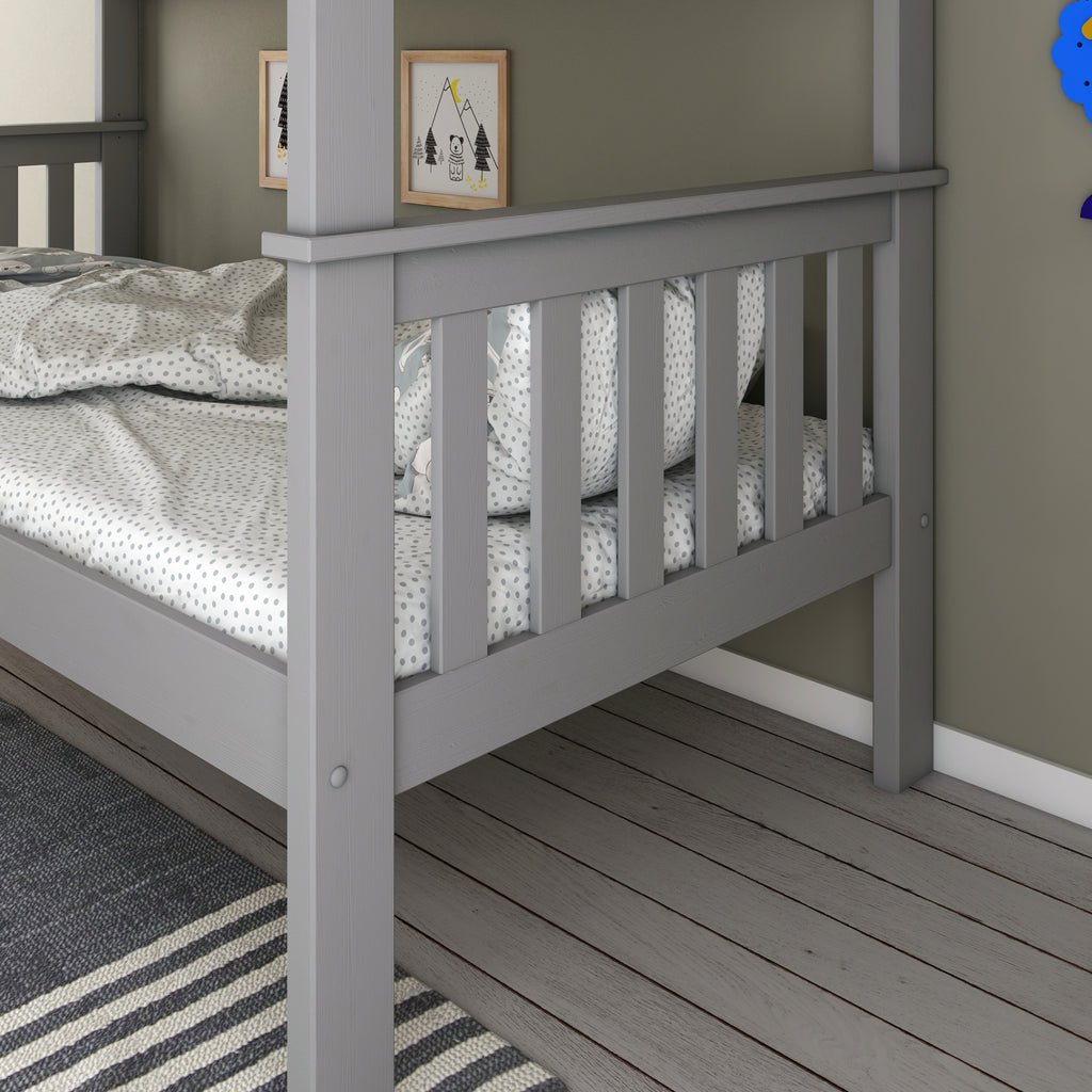 Carra Pine Bunk Bed in grey footboard detail