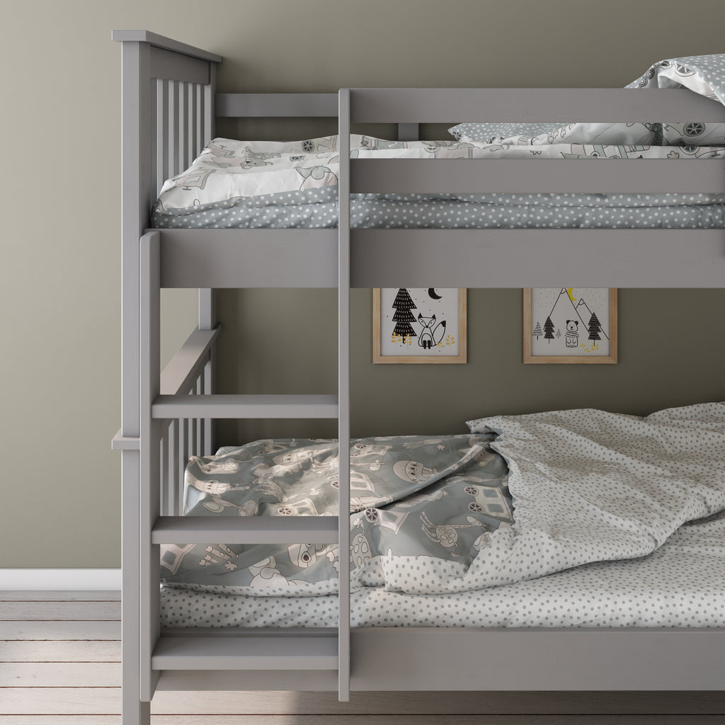 Carra Pine Bunk Bed in grey ladder detail