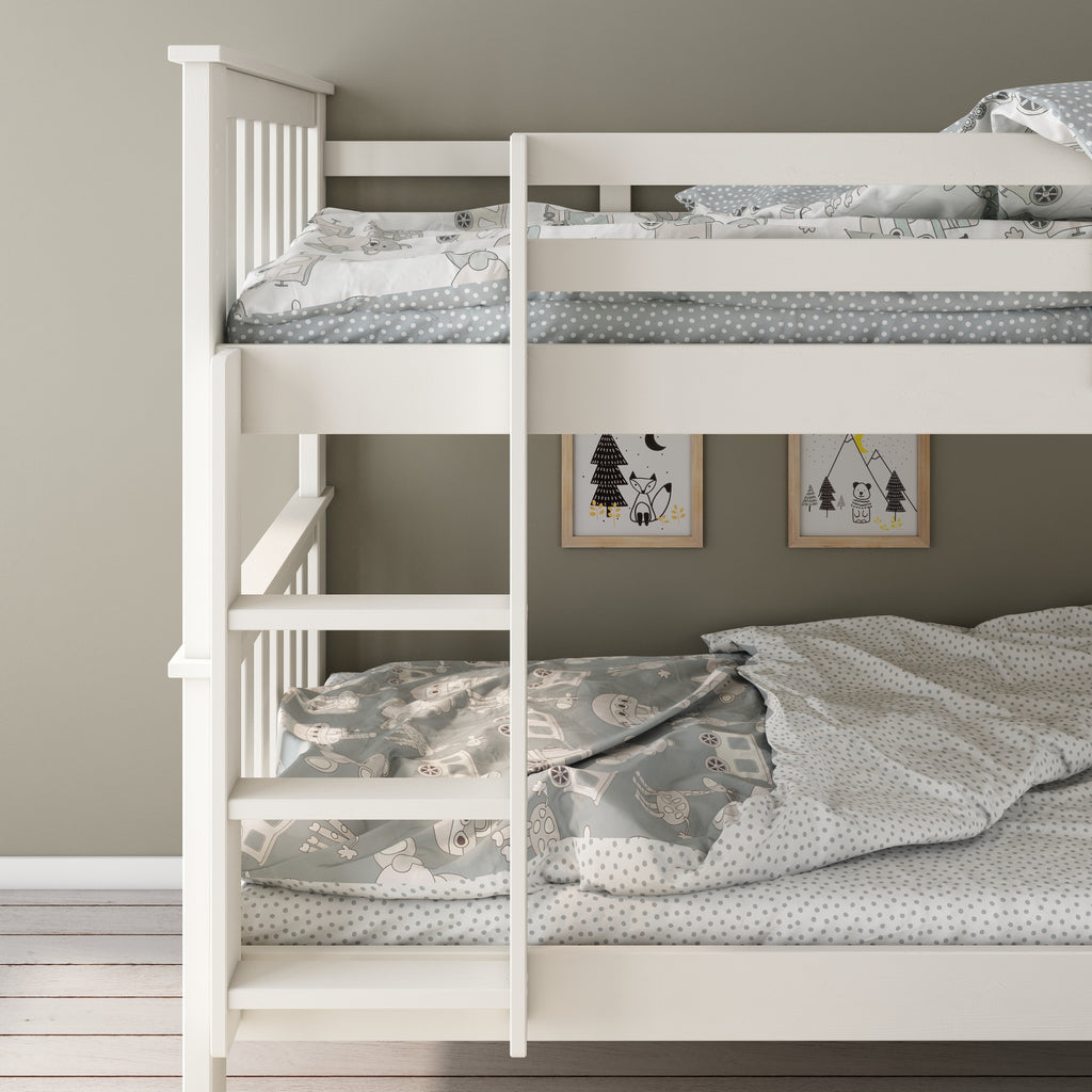 Carra Pine Bunk Bed in white ladder detail