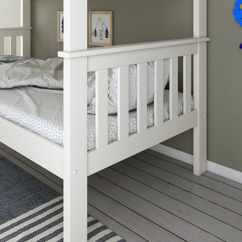 Carra Pine Bunk Bed in white  footboard detail
