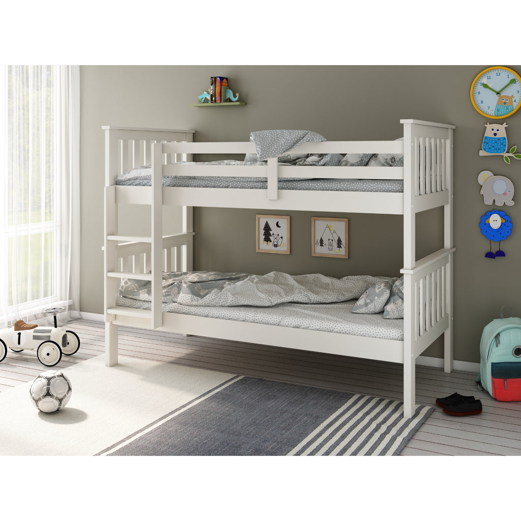 Carra Pine Bunk Bed white in bedroom