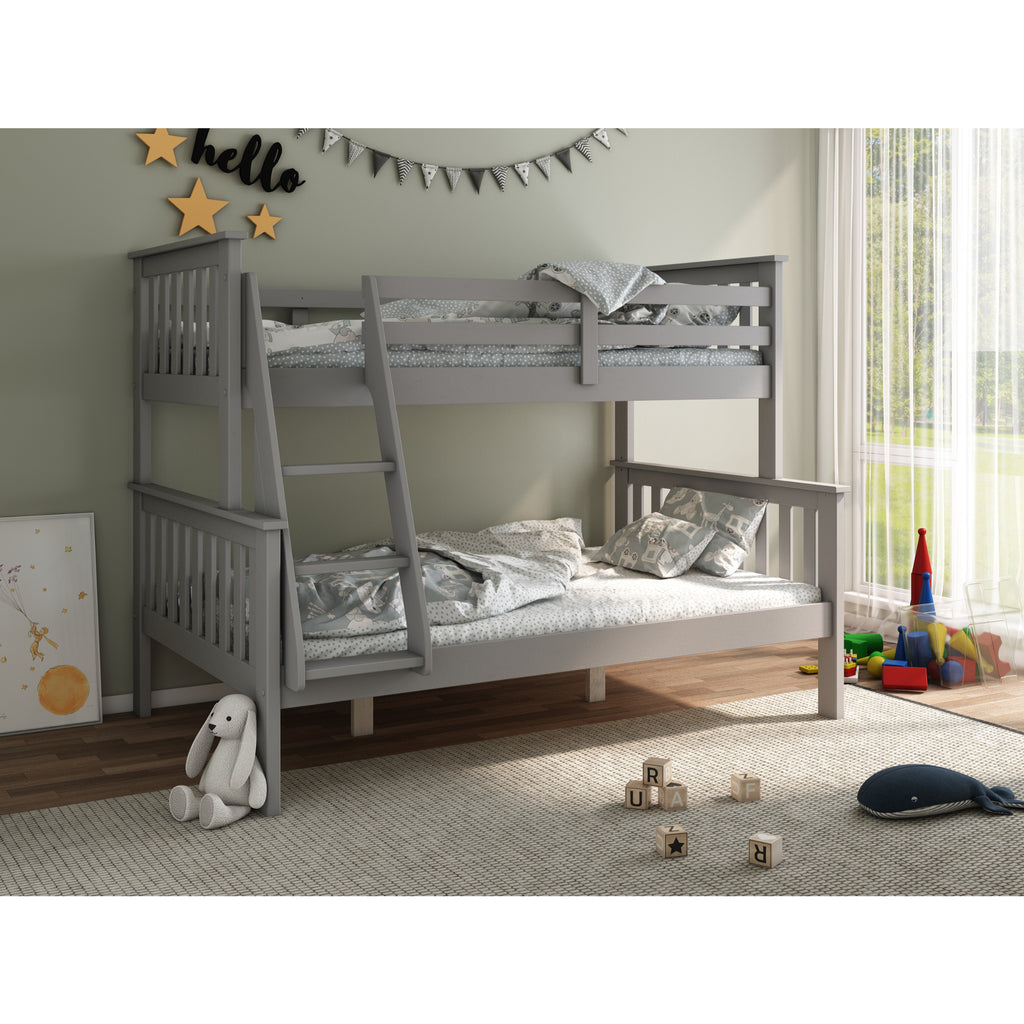 Carra Triple Sleeper in grey in furnished room
