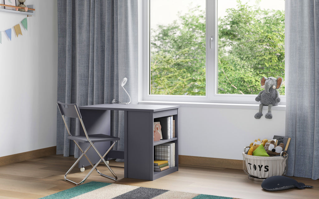 Charlie Mid Sleeper Bed with Desk & Storage in grey. Desk only.