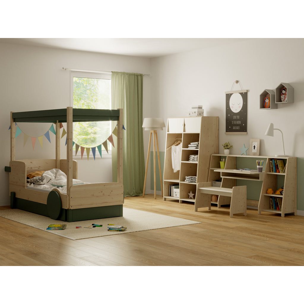 Discovery Canopy Bed in furnished room, green