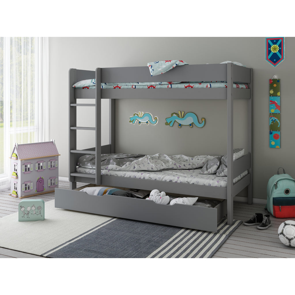 Estella Bunk Bed with Pull-Out Storage Drawer, drawer open