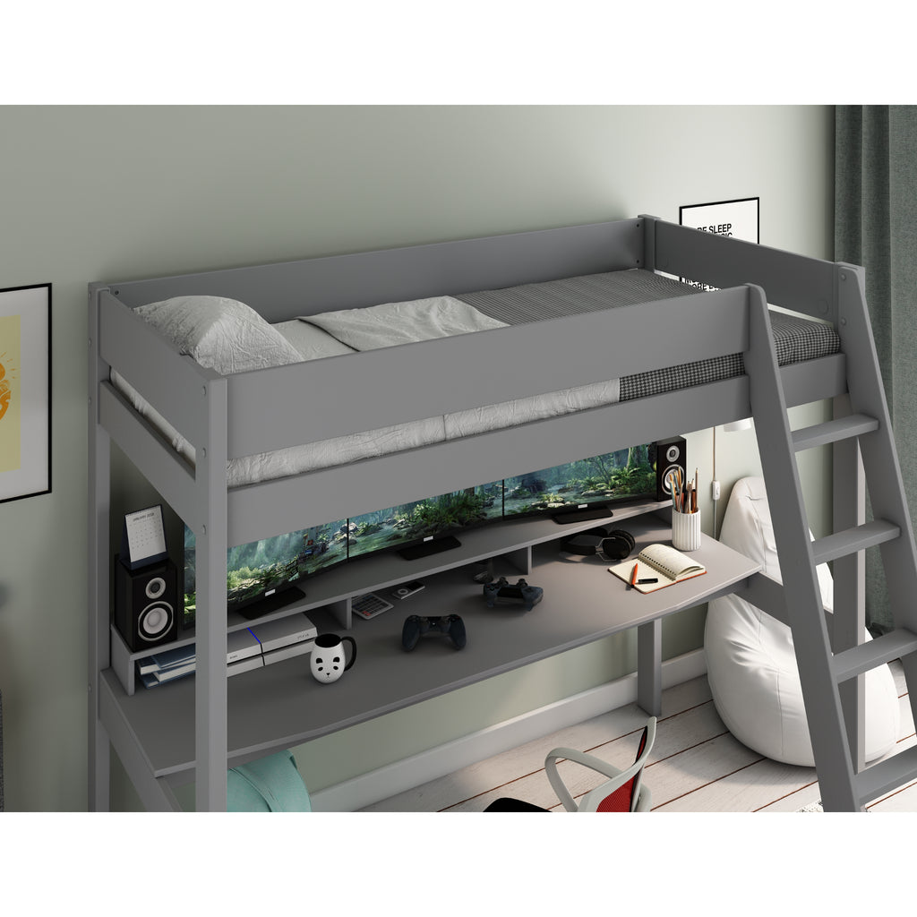 Estella Gaming High Sleeper with Integrated Desk, sleeping area detail