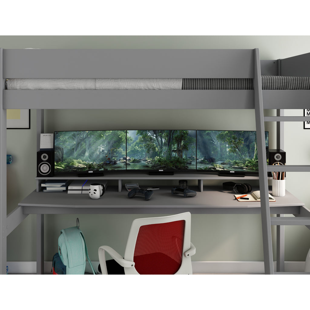 Estella Gaming High Sleeper with Integrated Desk, desk area detail