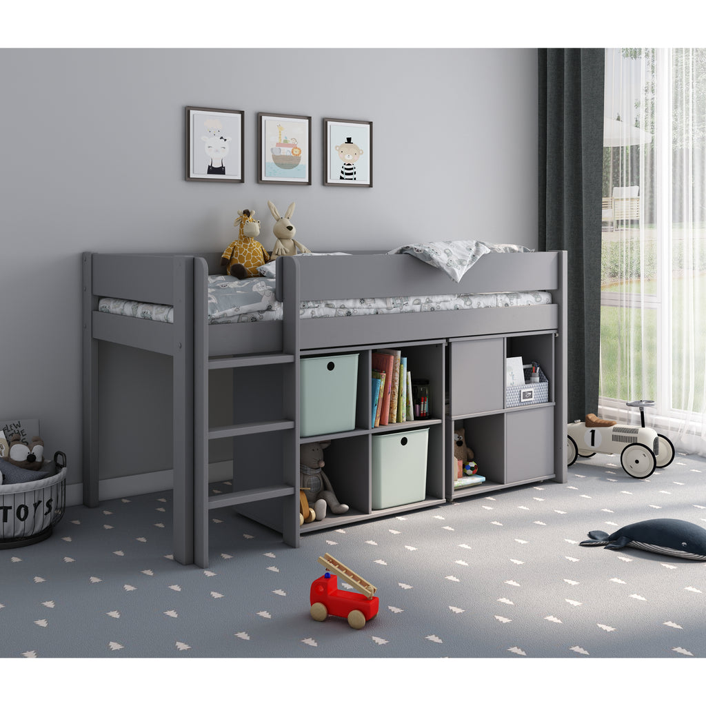 Estella Midsleeper with Desk & Cube Storage, desk stowed