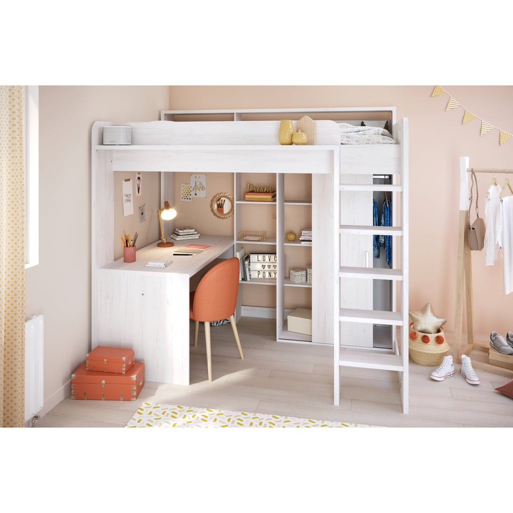 Parisot Higher Highsleeper with Wardrobe, Desk & Shelving