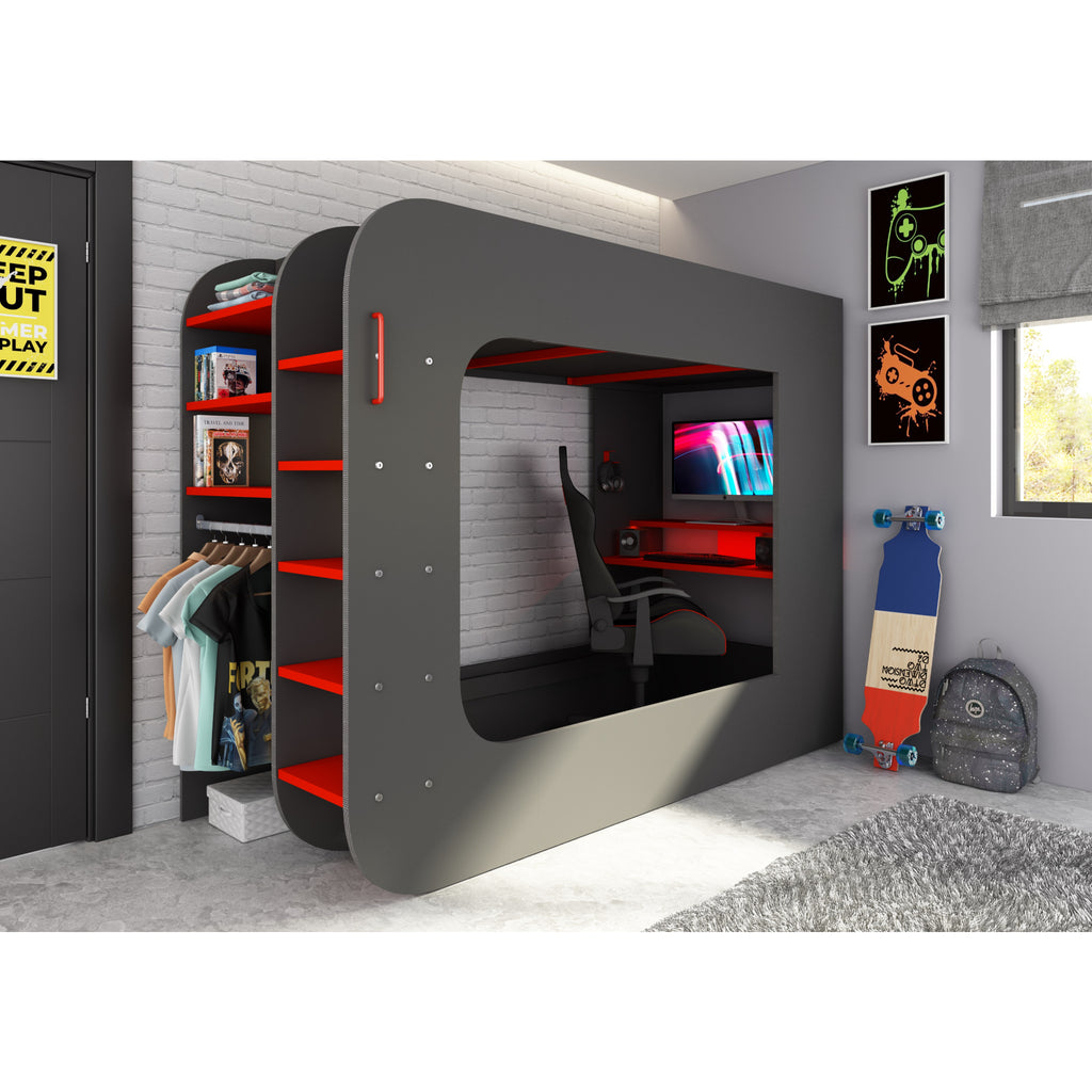 Trasman Pod Gaming Highsleeper in Red & Black, frame only