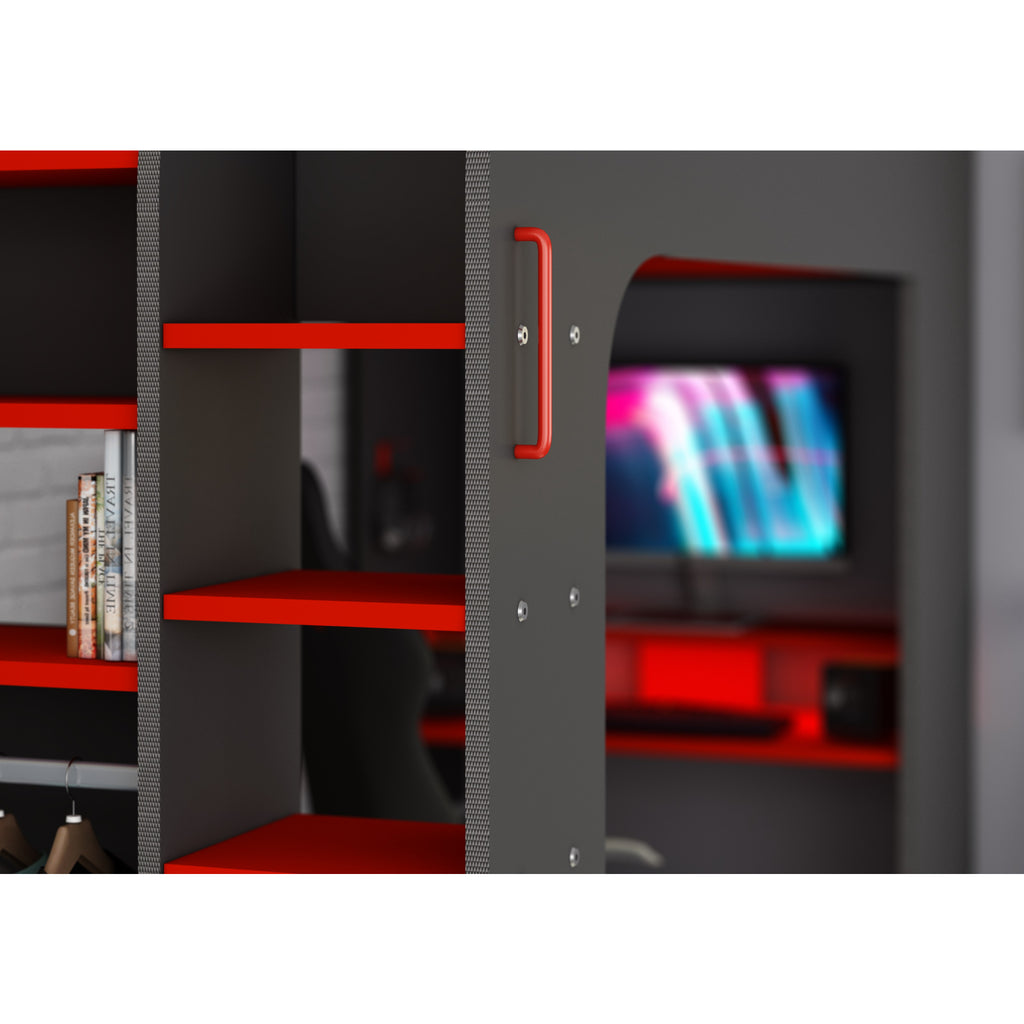 Trasman Pod Gaming Highsleeper in Red & Black, ladder detail 