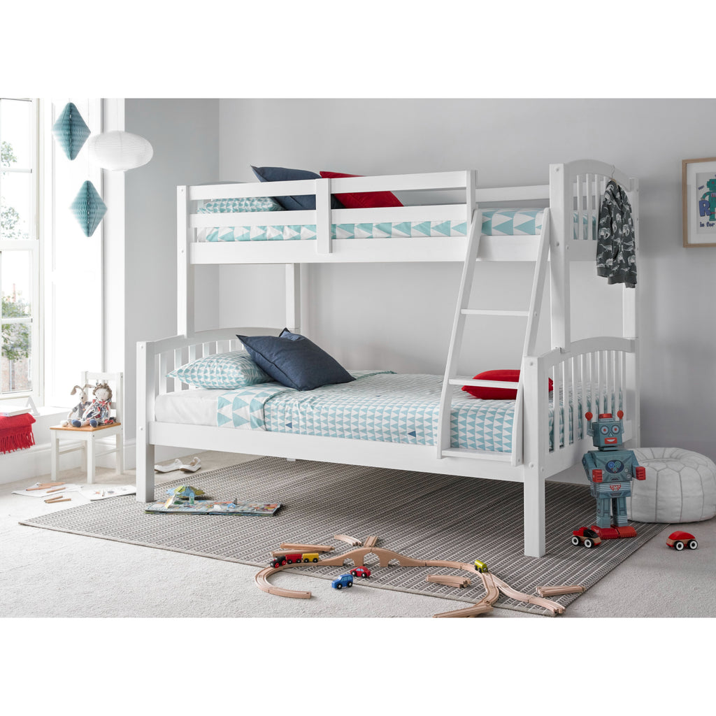 Mya Triple Sleeper in white in furnished bedroom